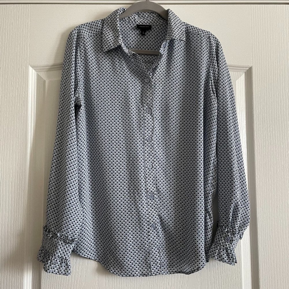 Who What Wear Womens Graphic Print Long Sleeve Button Down Oversize Shirt S/M